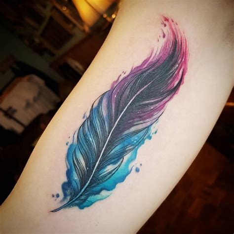 feather tattoo with name inside|Feather Tattoos and Their Color Meanings .
